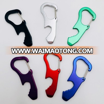 Promotional mutil function aluminum keychain carabiner with bottle opener